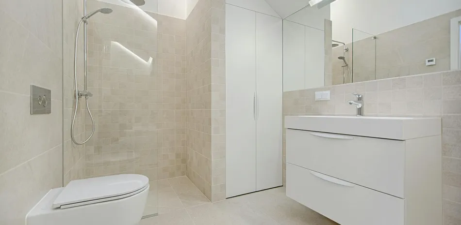 Beige-colored bathroom